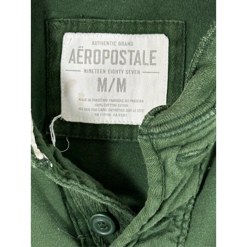 Y2K Aeropostale Henley Long Sleeve Grunge Green Graphic - Picture 2 of 4